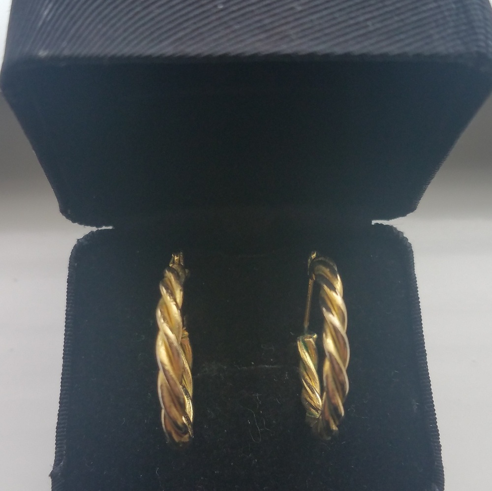 Gold Crossover Hoop Earrings